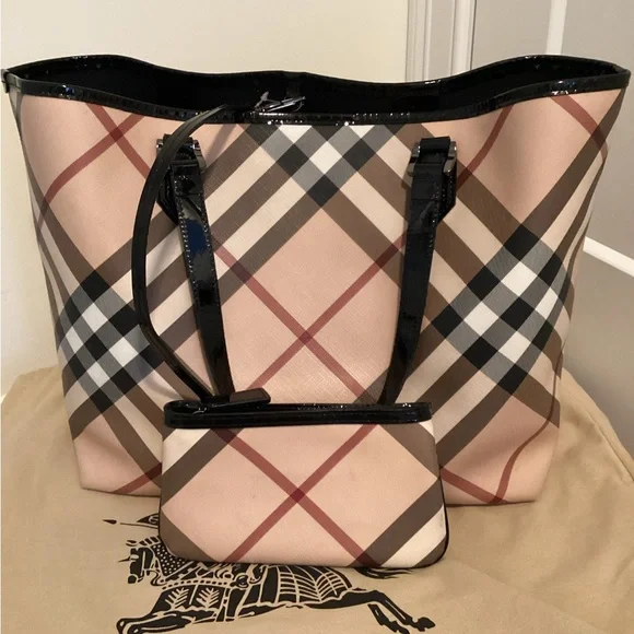 💯 Authentic Burberry LARGE Nova Check Tote Handbag Shoulder Bag - Picture 11 of 16